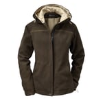 Chaqueta con capucha de mujer de piel de ciervo Oliva