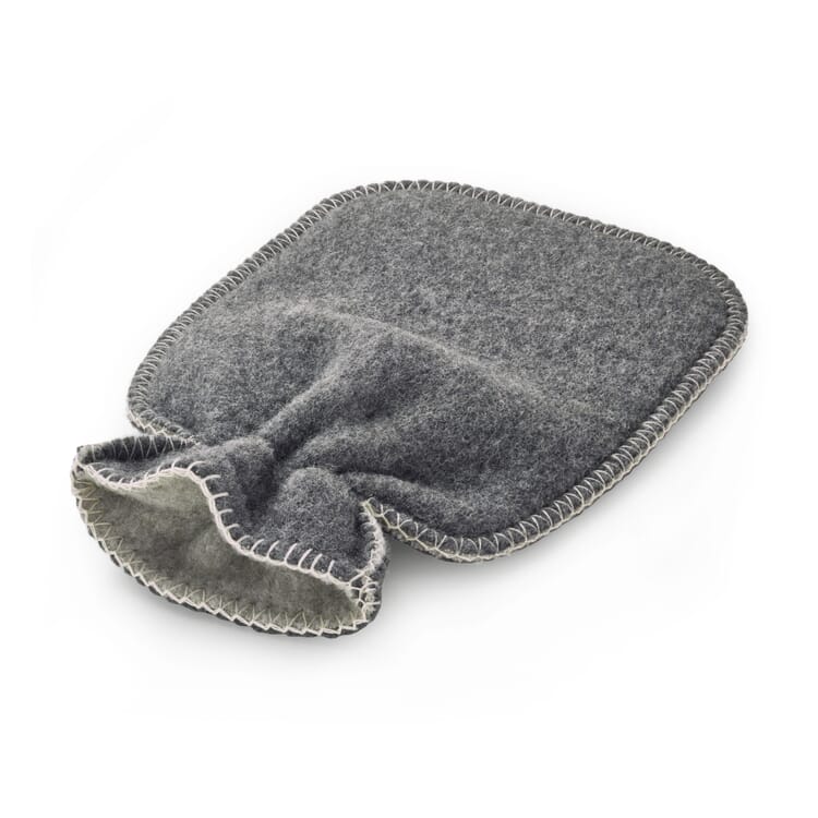 Hot water bottle cover virgin wool, Anthracite/light gray