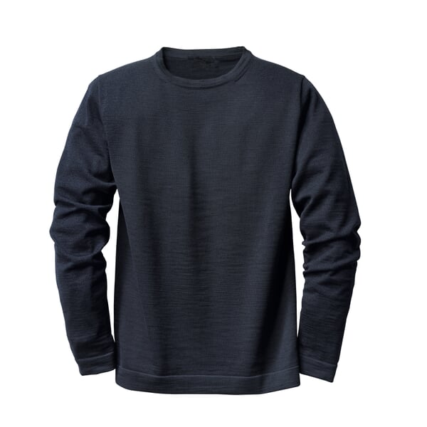 heren-truien met ronde hals". Donkerblauw