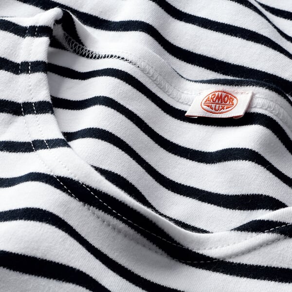 Damen-Shirt Dreiviertelarm Weiß-Marine, Detailsicht