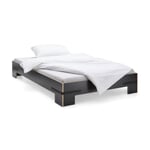 Bælteseng sort 160x200cm stropper sort
