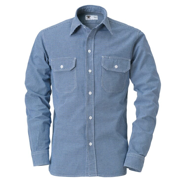 Heren Overhemd Pepita Patroon, Blauw-Wit