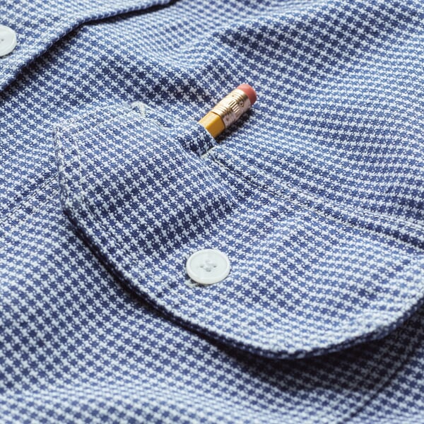 Chemise homme à motif pitta Bleu-blanc, vue détaillée