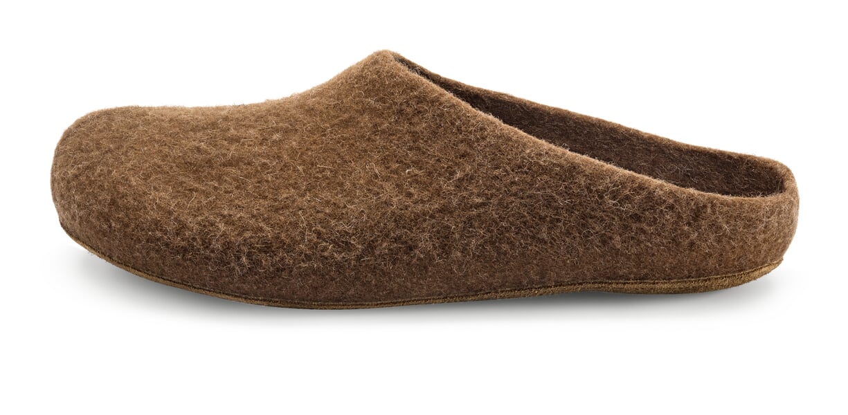 Pantoffel van kameelhaar Bruin
