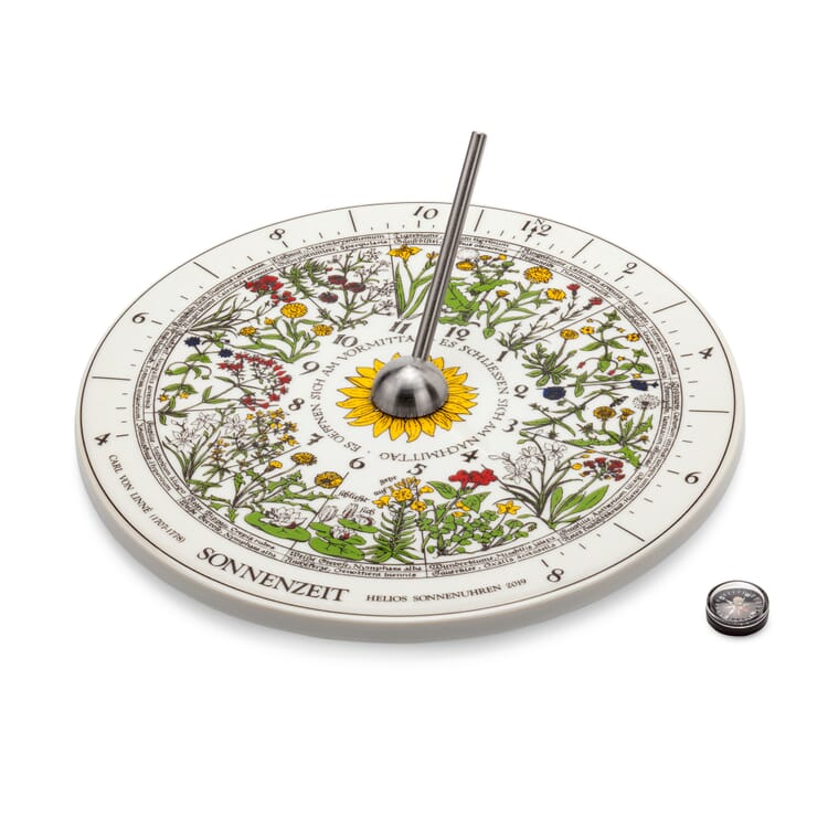 Cadran solaire avec horloge florale Porcelaine
