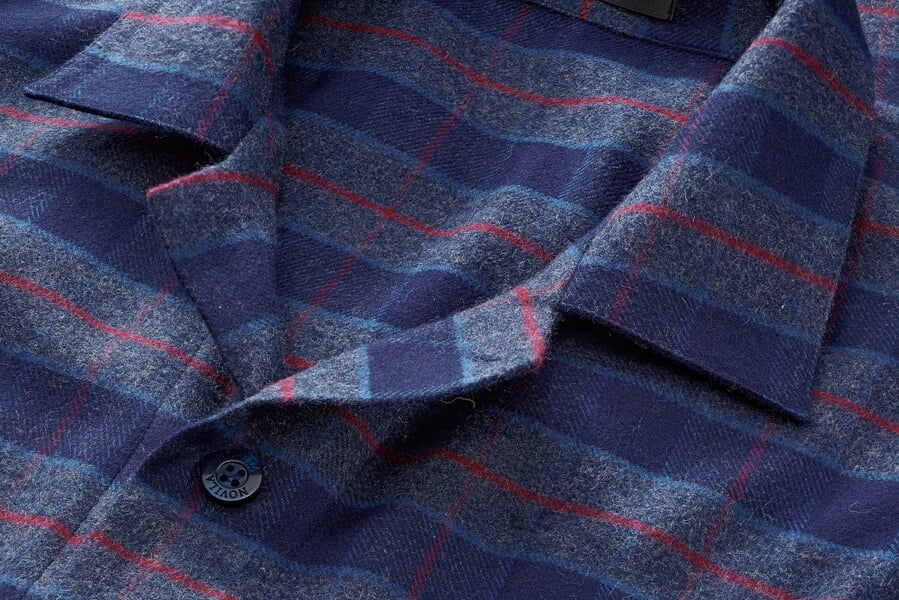 Men's flannel pajamas Blue-Red, close-up
