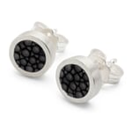 Stud earrings silver stingray leather Black