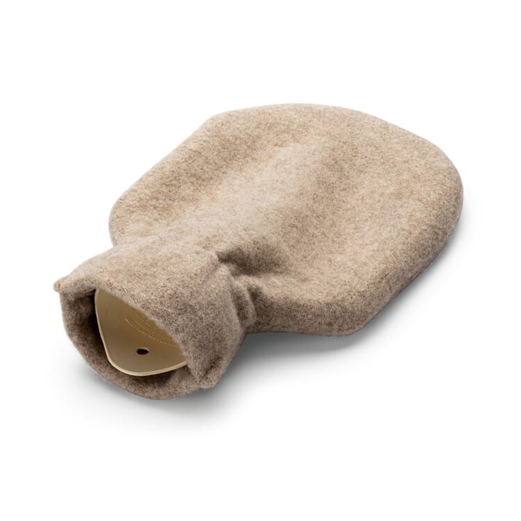 Hot water bottle with merino wool cover