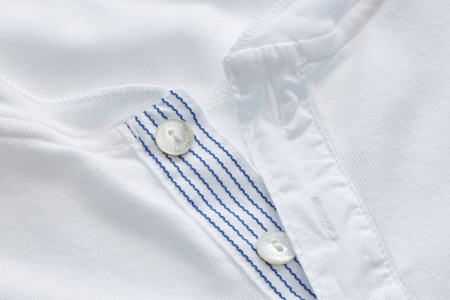 T-shirt Henley homme manches longues Blanc, vue détaillée