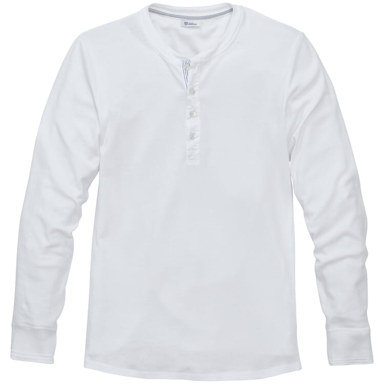Heren Henley shirt lange mouw, Wit