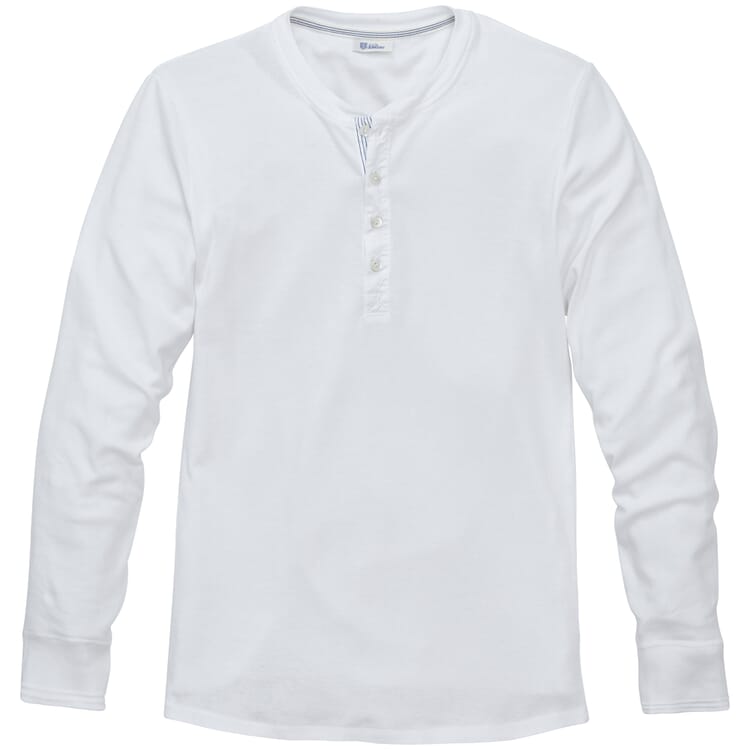 T-shirt Henley homme manches longues, Blanc