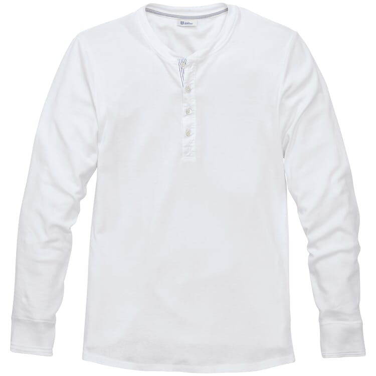 Herren-Henley-Shirt Langarm, Weiß