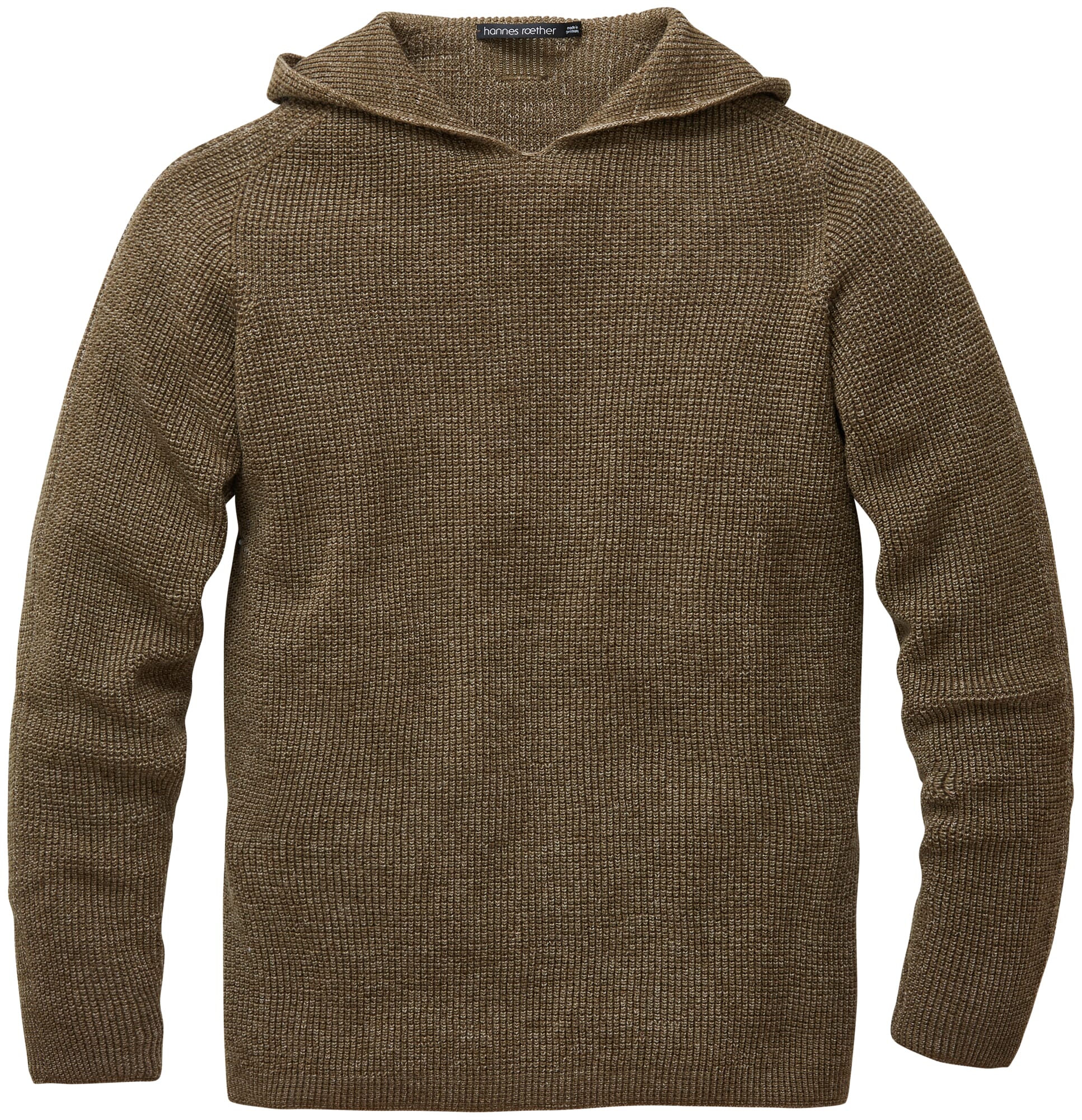 Men knitted hoodie Brown melange Manufactum