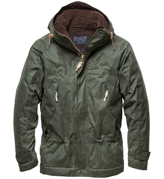 Chaqueta de algodón encerada para hombre Verde oscuro