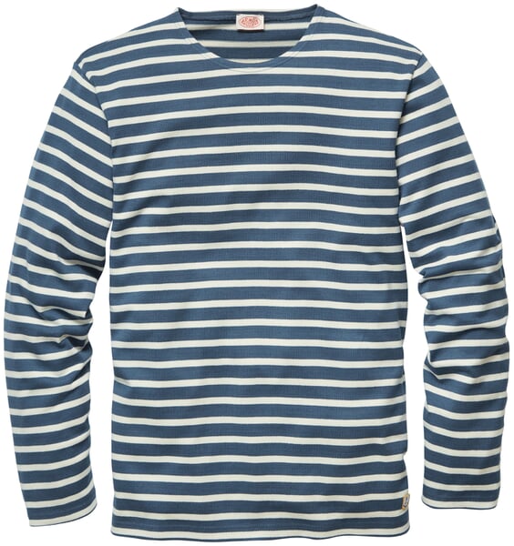 Herren-Ringelshirt Blau-Ecru
