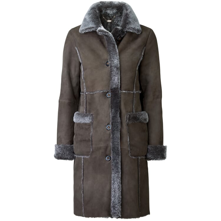 Manteau en peau de mouton pour femmes, Taupe