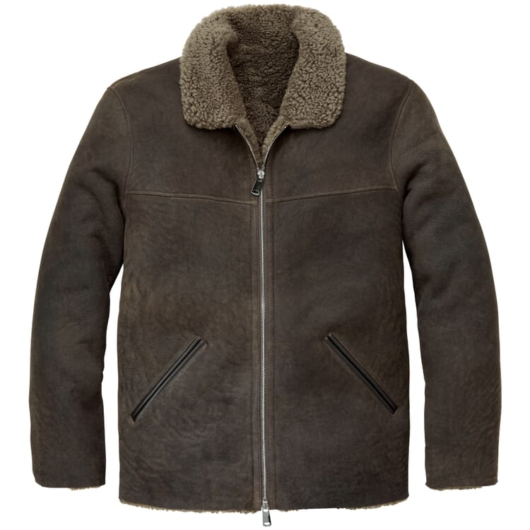 Chaqueta de piel de cordero para hombre, Castaño