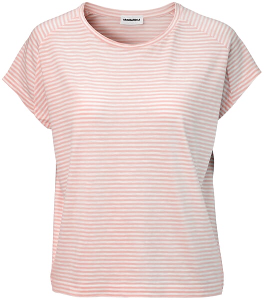 Stribet T-shirt til kvinder Abrikos-hvid