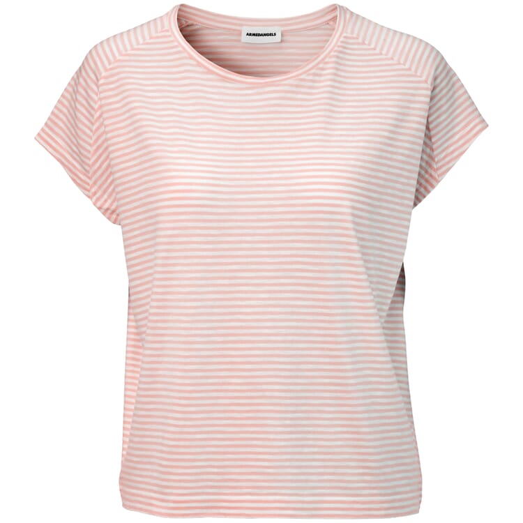 T-shirt à rayures pour femmes, Abricot-blanc