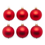 Adornos para el árbol Lauscha vidrio rojo mate 6 cm