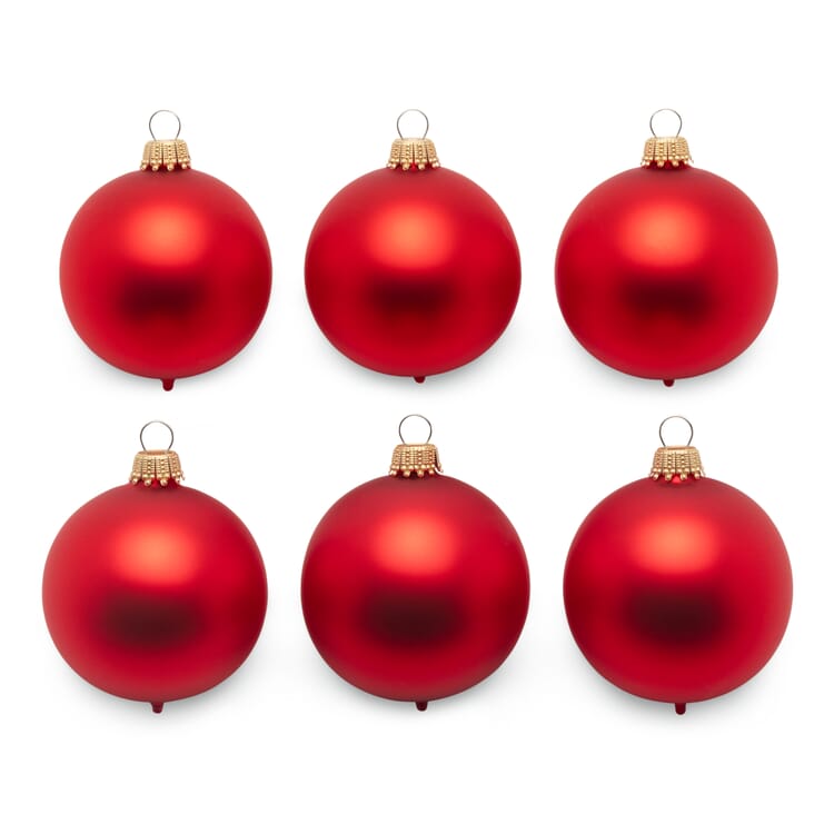 Adornos para el árbol Lauscha vidrio rojo mate 6 cm