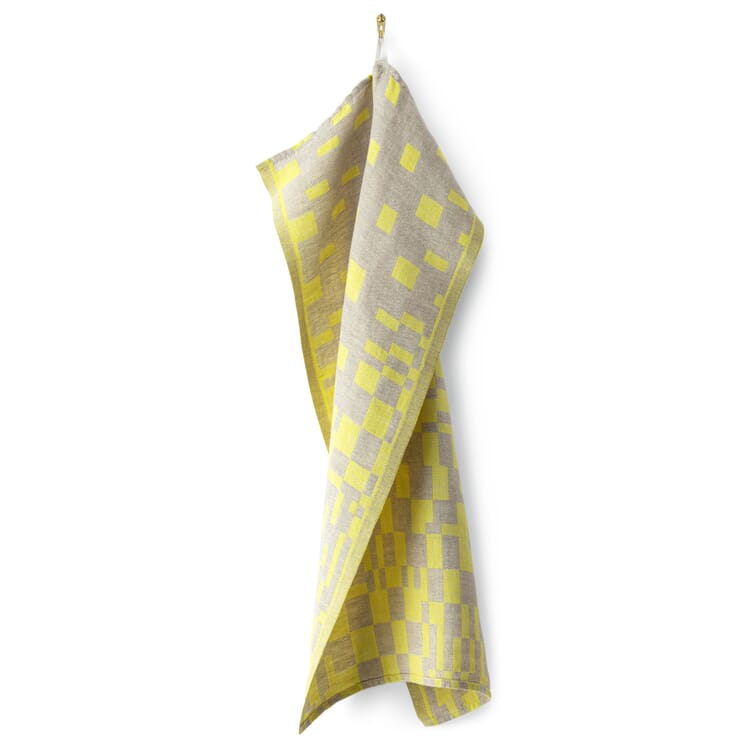 Torchon en lin coupé en dés, Jaune