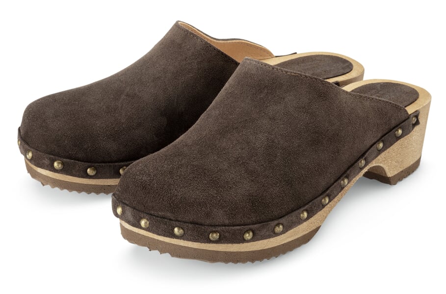 Damen-Holzclog Rauleder Dunkelbraun