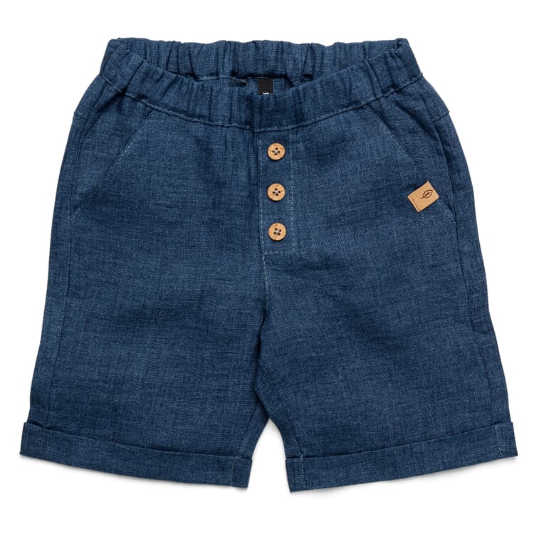 Short en lin pour enfants, Bleu denim