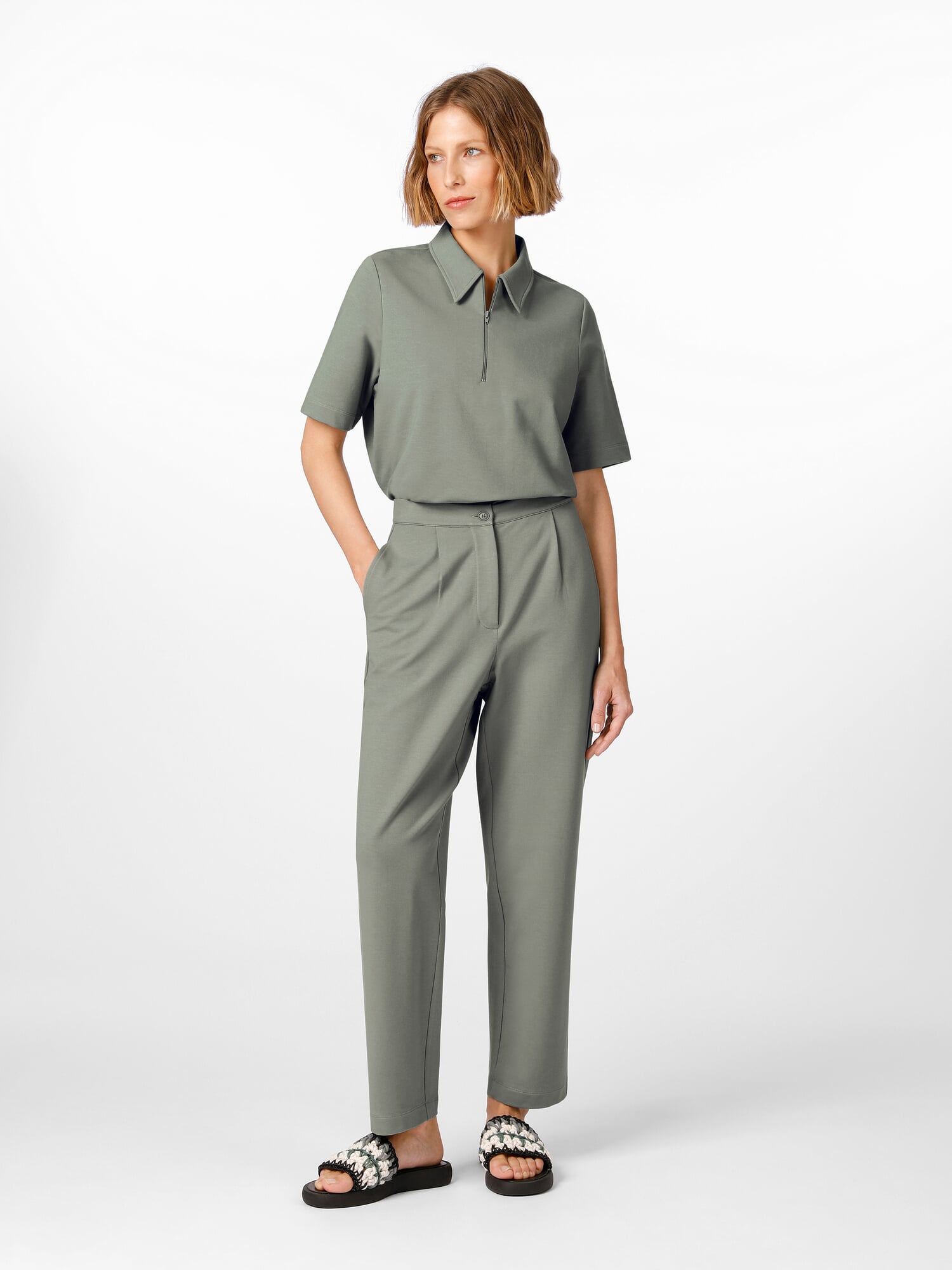 Femme Chemise femme à manches longues en popeline Gris-clair