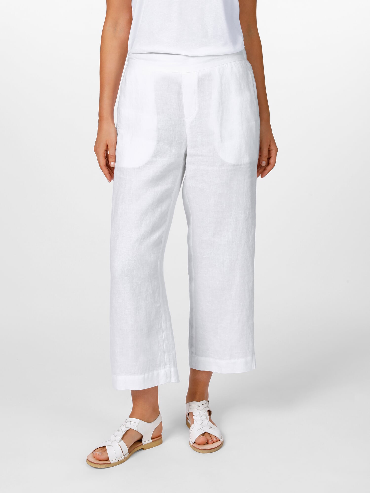 Pantalon 7/8 Femme En Lin Et Coton - Taille élastique Avec Cordon, Coupe Décontractée - Tailles S à XXL - 3