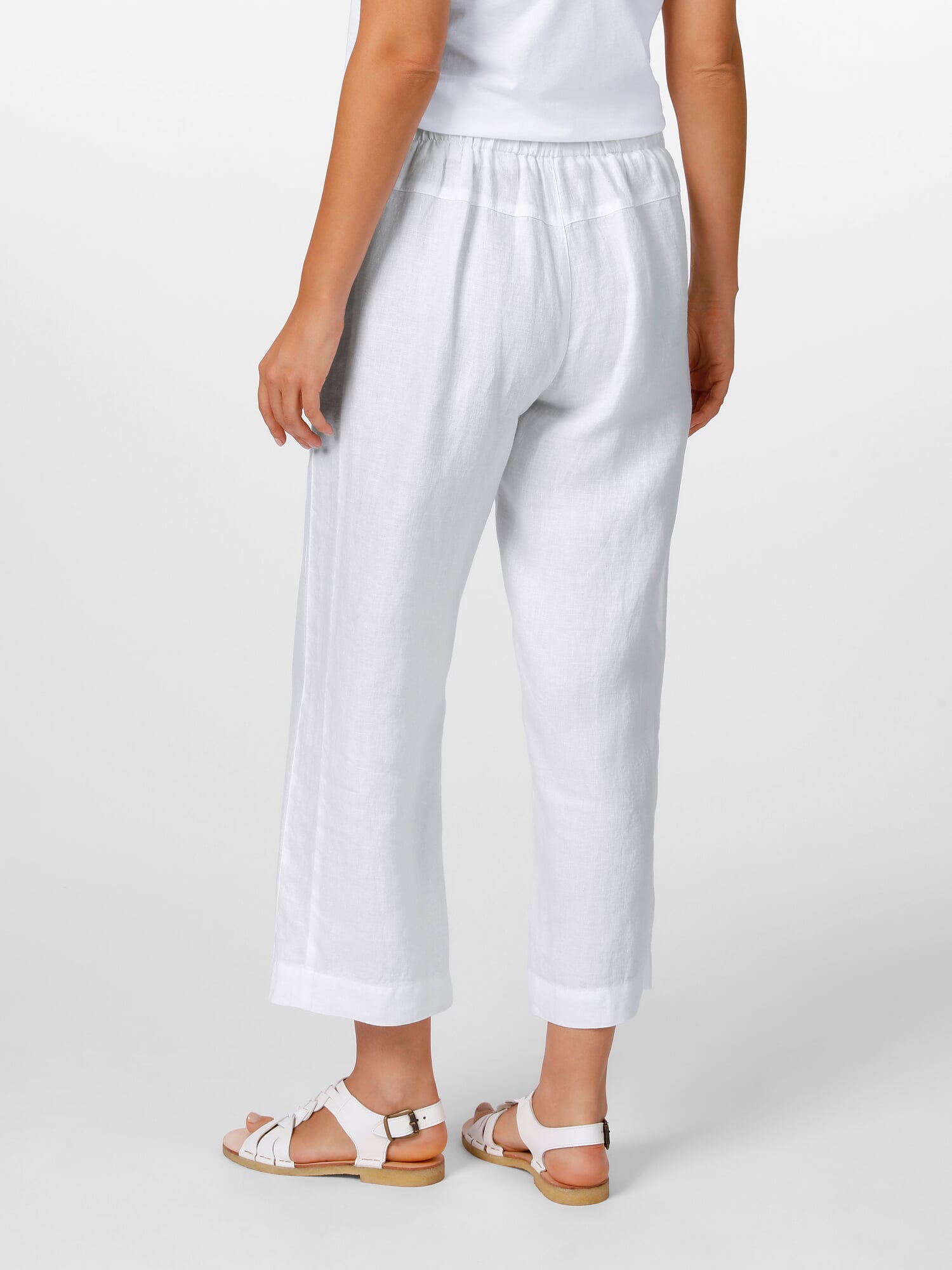 Pantalon 7/8 Femme En Lin Et Coton - Taille élastique Avec Cordon, Coupe Décontractée - Tailles S à XXL - 10