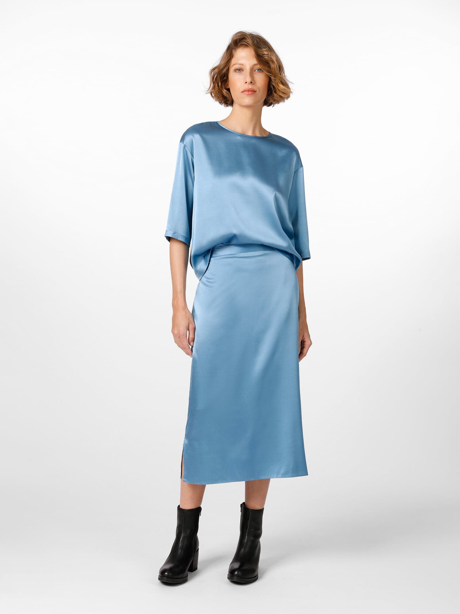 Jupe En Satin De Soie Renato Nucci Taille 36 - Bleu Turquoise - Pour Soirée Ou Mariage