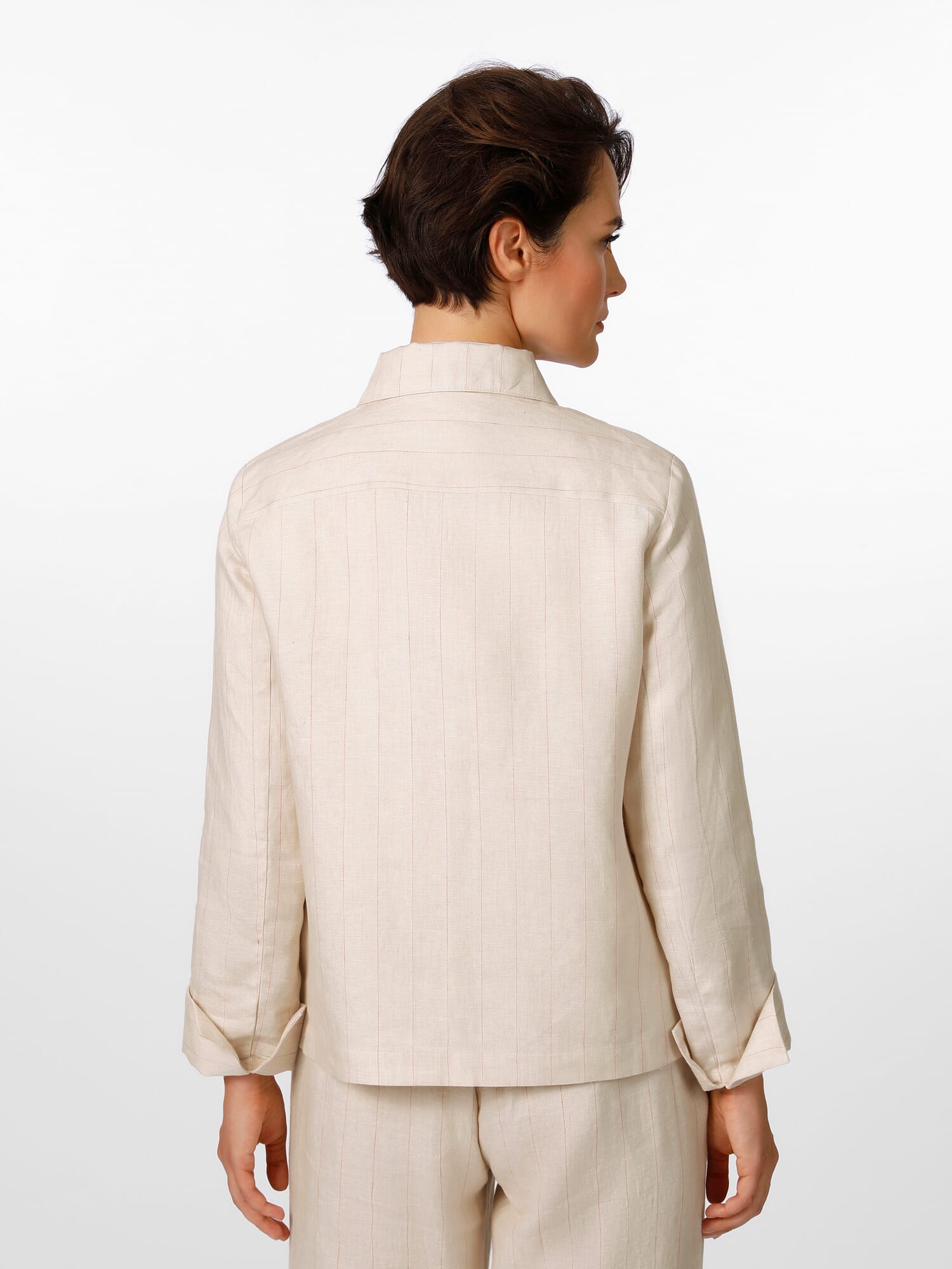 MAINU マイヌ LINEN STRIPE JACKET Ladies linen jacket stripes, Nature Coral | Manufactum