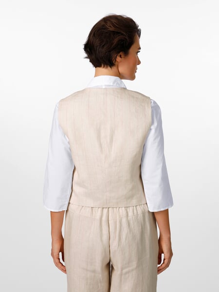 Chaleco de lino a rayas para mujer Coral natural, Tragebild