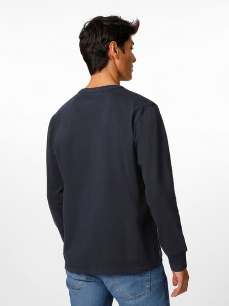 Herren-Henley-Shirt Dunkelblau, Tragebild