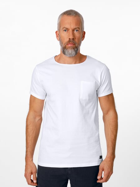 Herren-T-Shirt Baumwolle Weiß, Tragebild