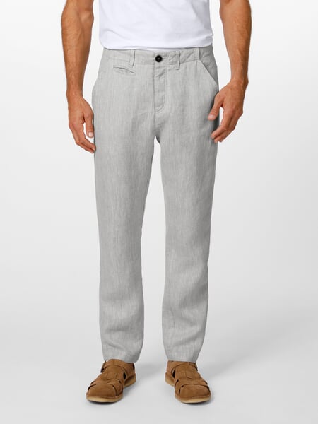 Men's linen pants Light gray, presented on a model