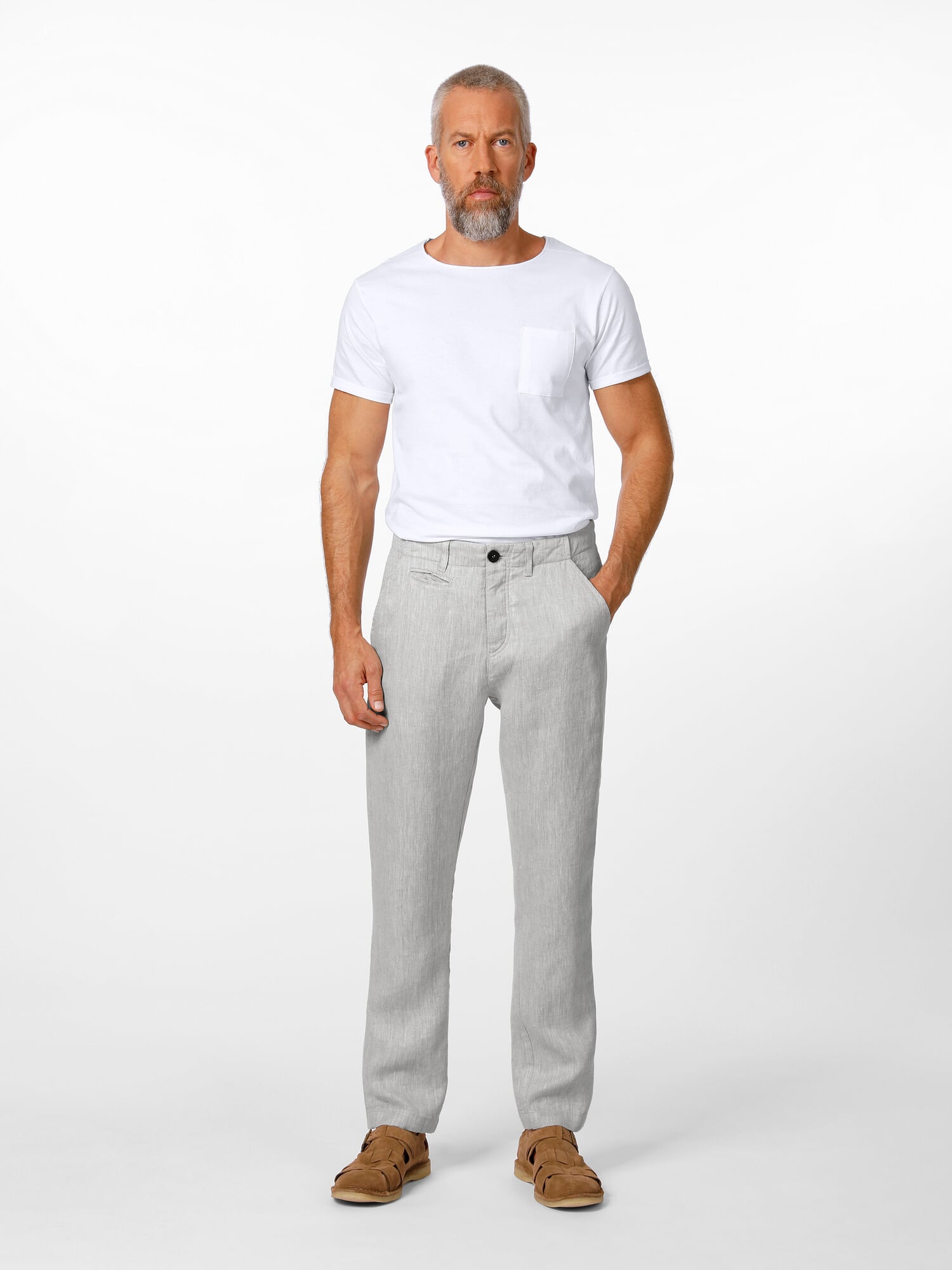 Men's linen pants, Light gray | Manufactum