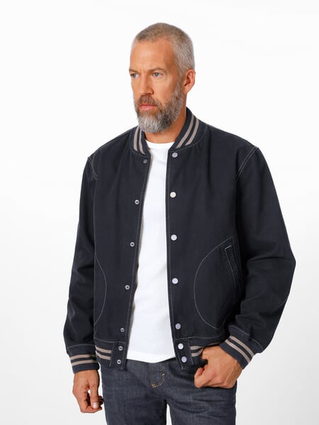 Men's college jacket Dark blue, presented on a model