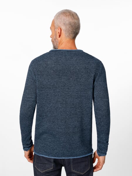 Herren-Rundhalspullover Blau-Bleu, Tragebild