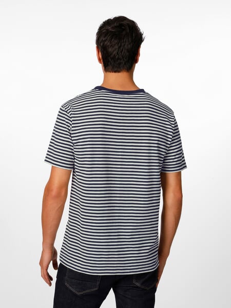 Heren-T-shirt Ringel Marine wit, gepresenteerd op een model