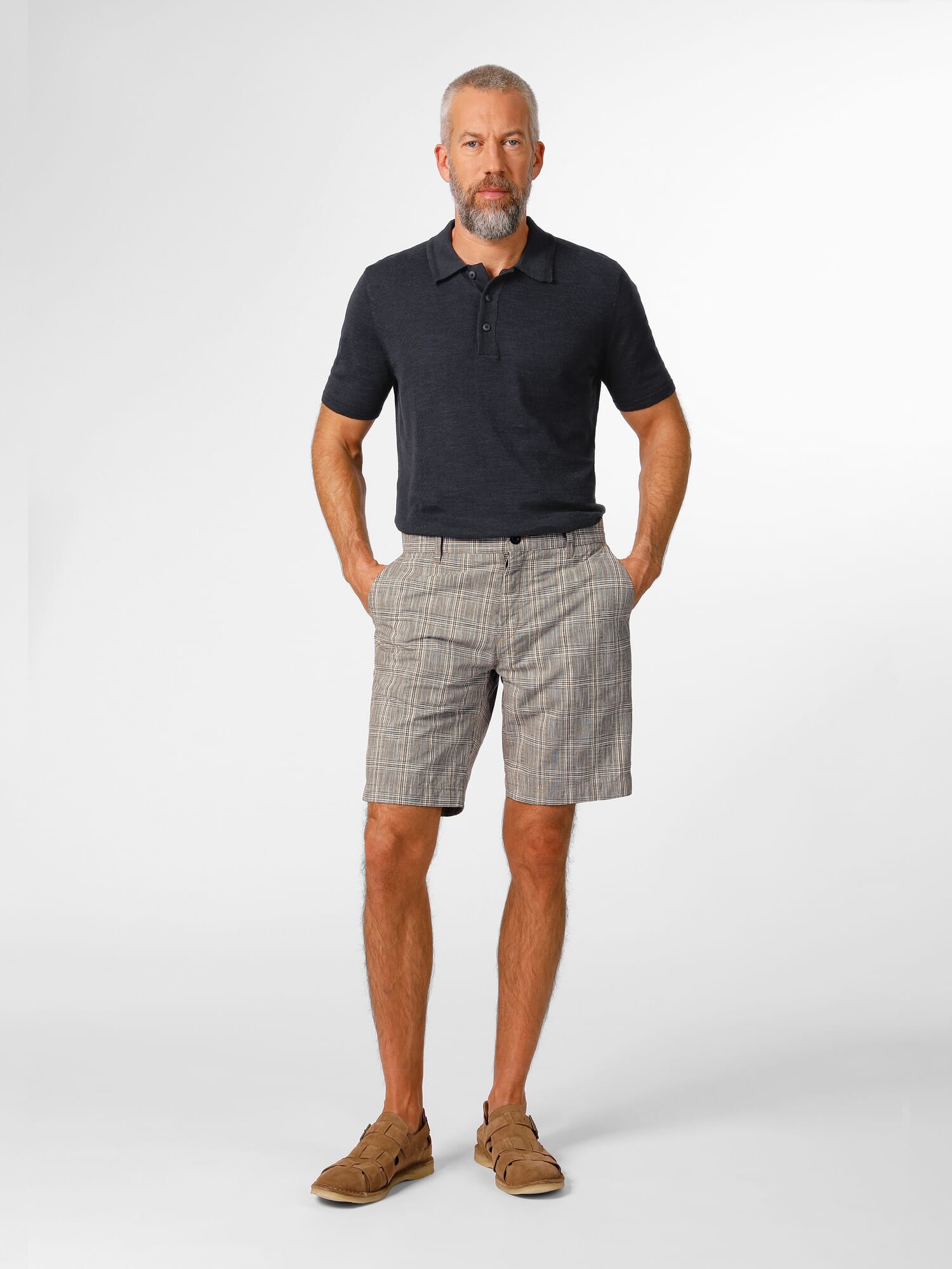 Men shorts plaid, Gray-brown | Manufactum