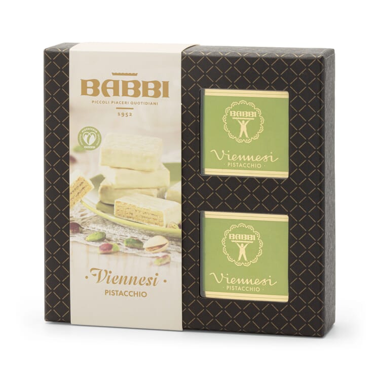 Biscotti di wafer viennesi con crema al pistacchio