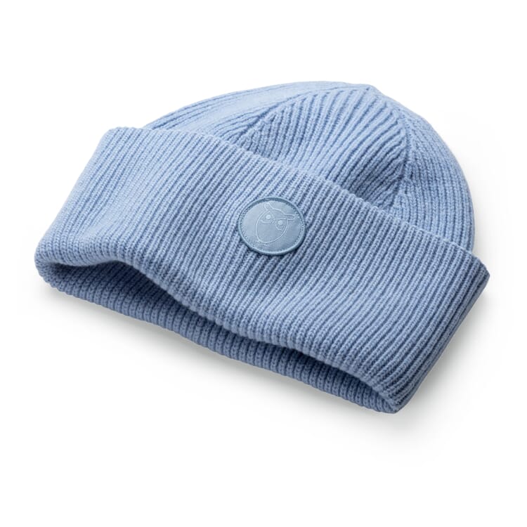 Women's knitted hat ribbed, Bleu