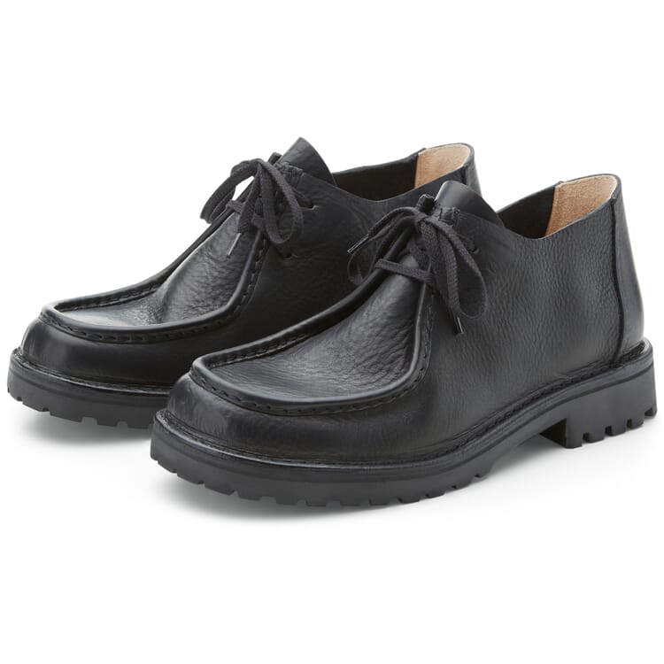 Zapatos de cuero con cordones para hombre, Negro