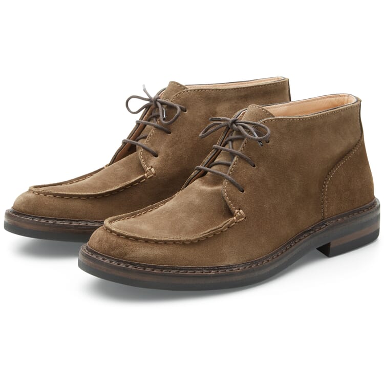 Mens lace up boot suede leather, Taupe