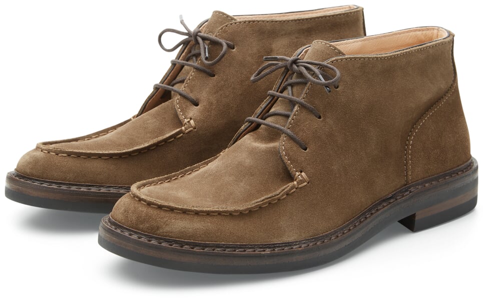 Mens lace up boot suede leather Taupe
