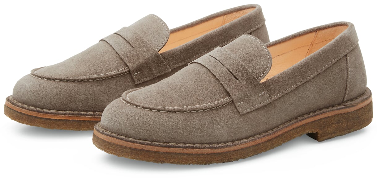 Damen-Loafer Rauleder Grau