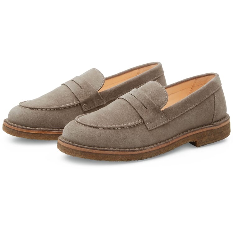 Women’s Suede Loafers, Gray
