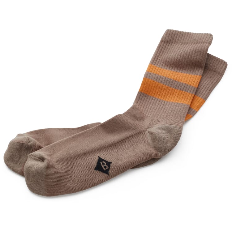 Chaussettes rayées pour homme, Taupe-Orange